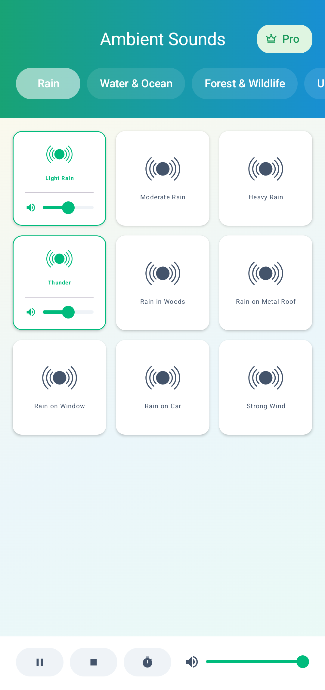 Ambient Sounds phone interface